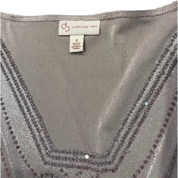 Dress Barn sparkly top Holiday pewter Small - Picture 5 of 9